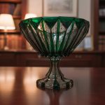 کاسه پایه دار سبز طرح ترمه