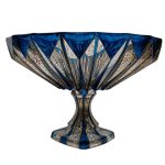 ظرف پذیرایی لوکس کریستال آبی کاربنی با طرح اسلیمی و ترمه ایرانی