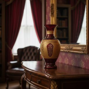 گلدان دکوری شیشه‌ای لوکس قرمز مناسب چیدمان کلاسیک