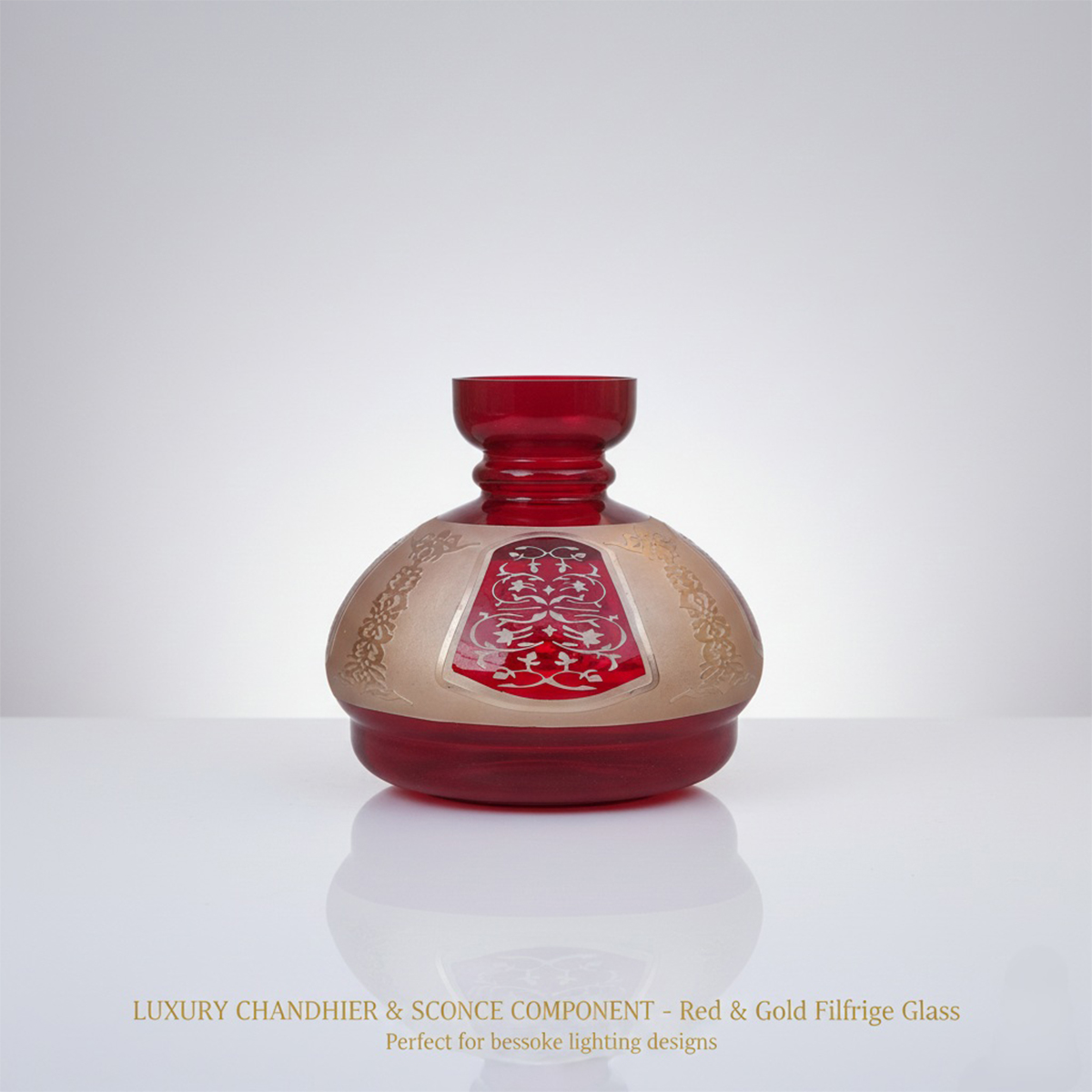 قطعه واسط شمعدان مدل سلطان با آبکاری طلا و طرح اسلیمی.